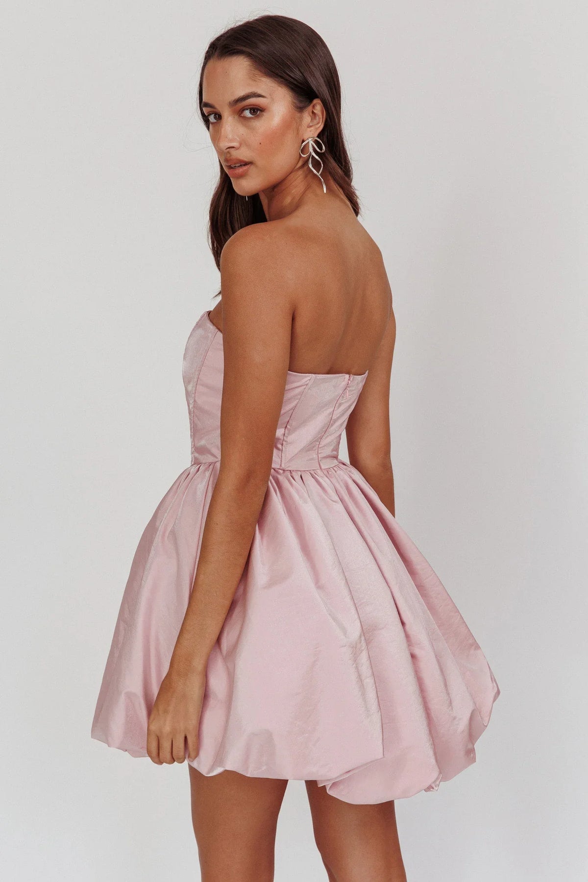 Radiant Strapless Bubble Mini Dress Pink