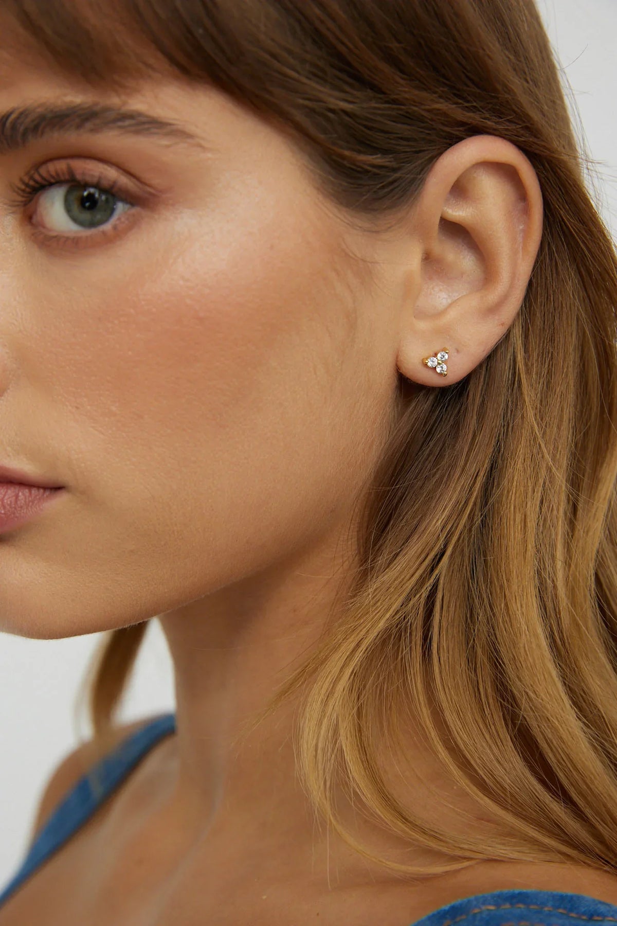 Trinity Zircon Stud Earrings Gold