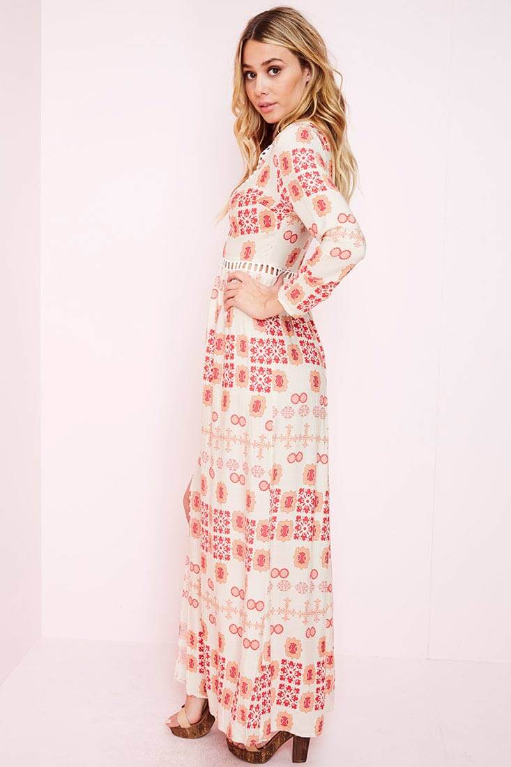 Avery Casual Maxi Dress Red Print