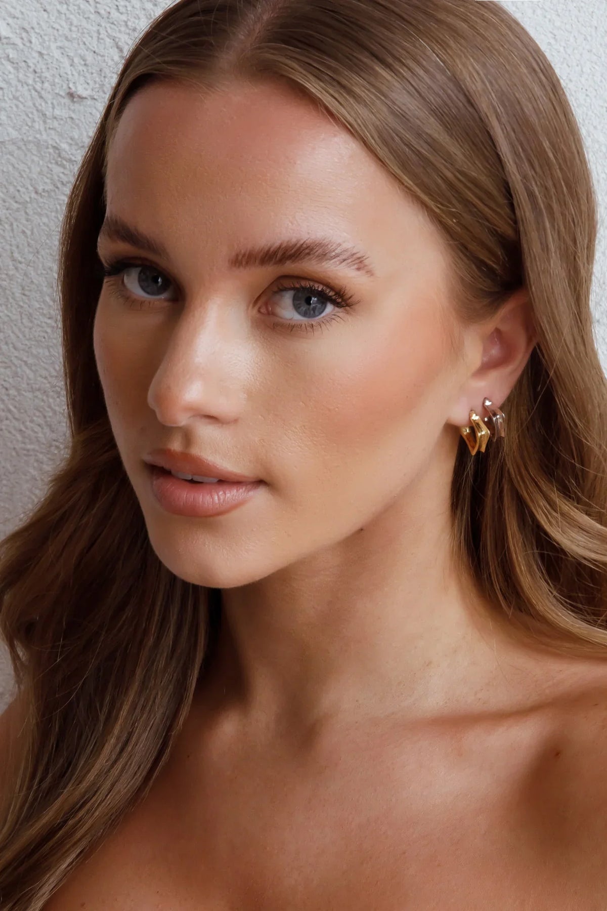 Isis Open Trapeze Hoop Earrings Gold