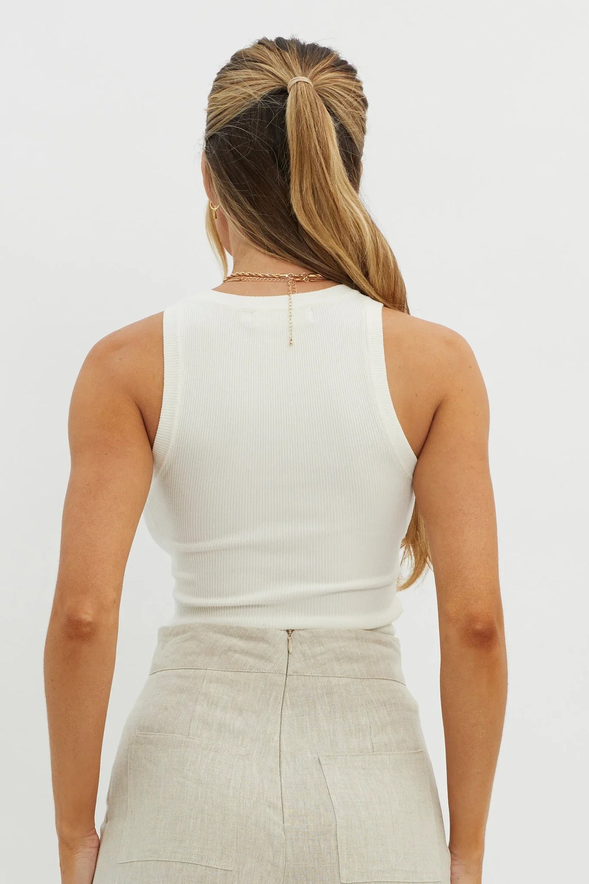 Level Up Ribbed Top White