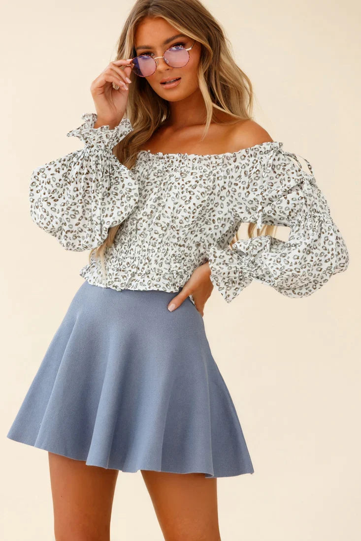 Rowena A-Line Knit Flounce Skirt Midnight Blue