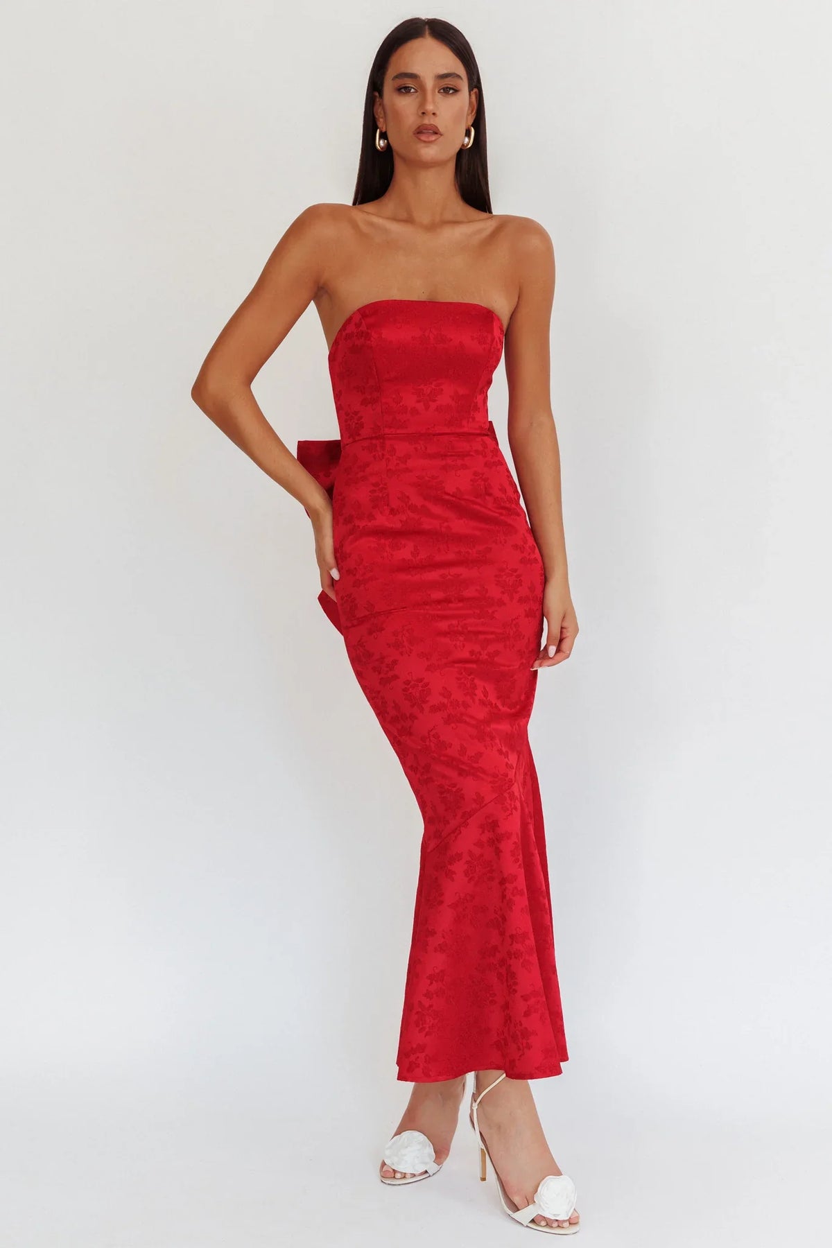 Melty Kisses Bow Back Maxi Dress Wine