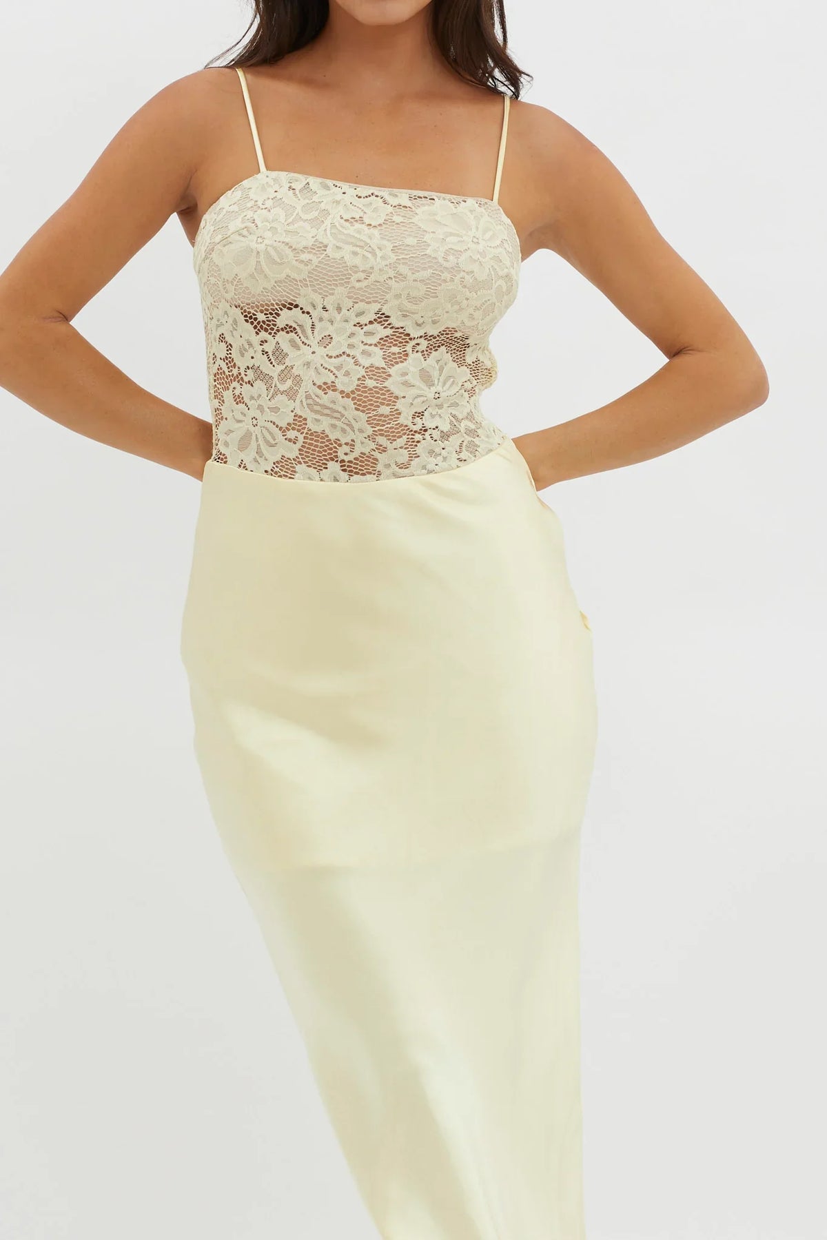 Moon Magic Floral Bodice Dress Lemon