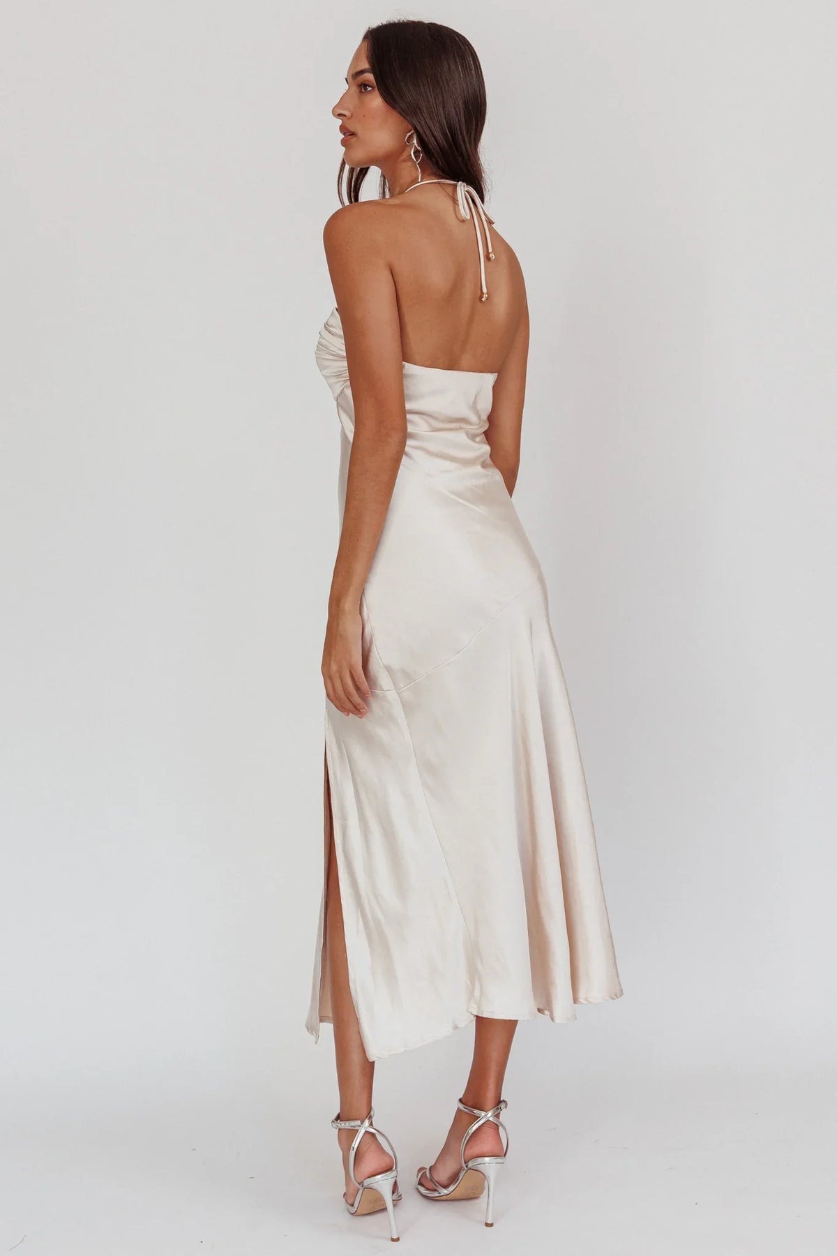 Kindred Spirit Strapless Gathered Bust Midi Dress Champagne