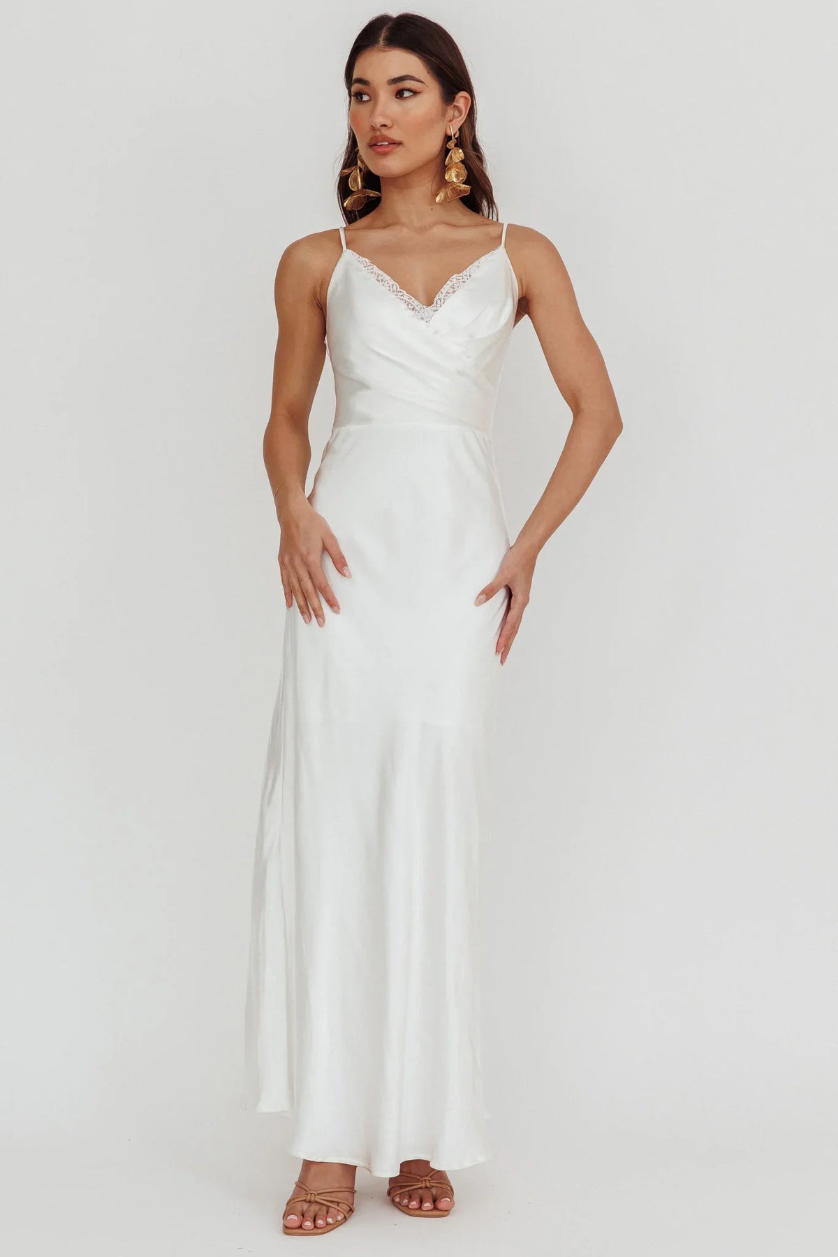 Our Story Surplice Neckline Maxi Dress Off White