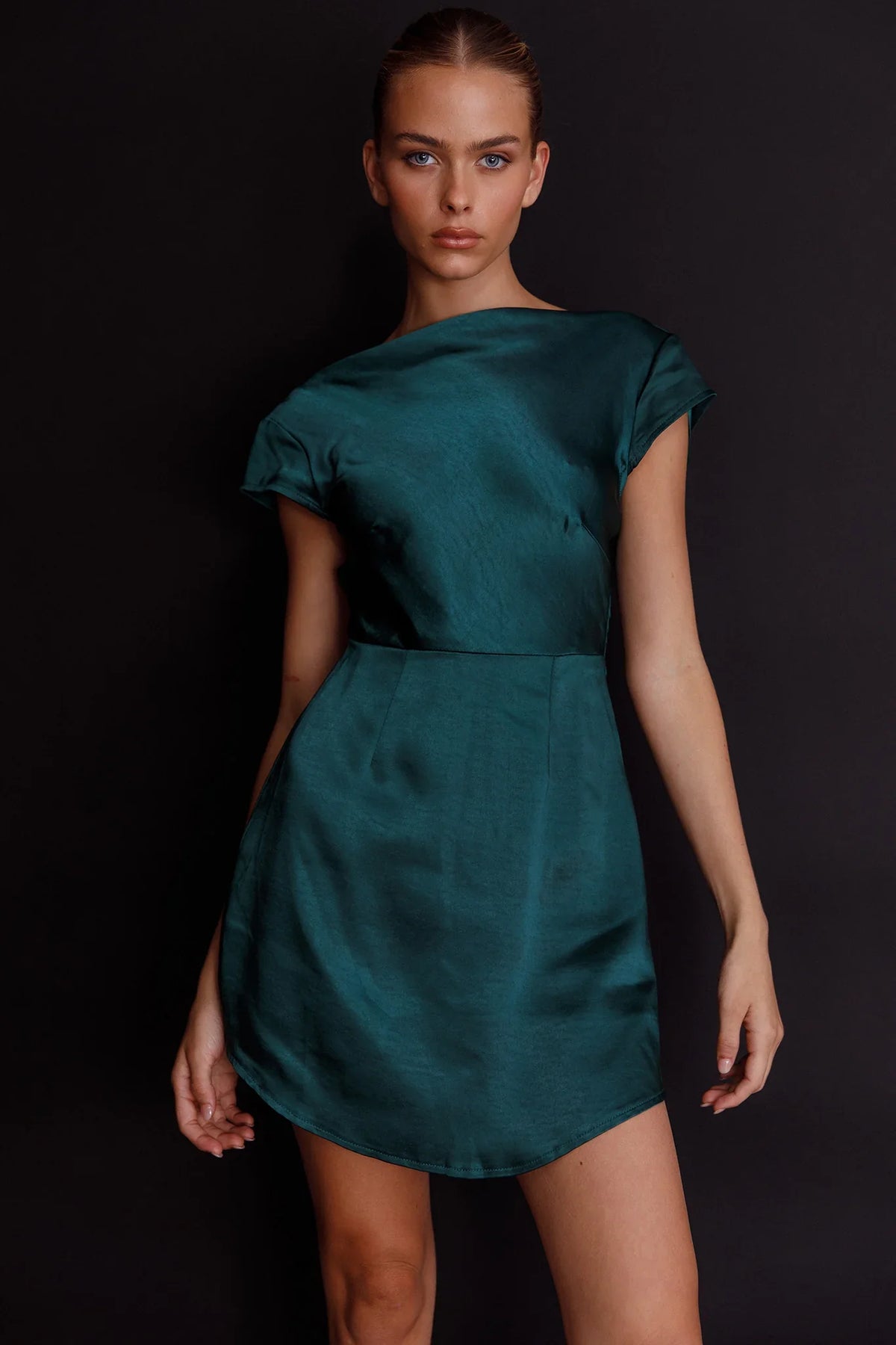 Lucinda Twist Back Mini Dress Jade