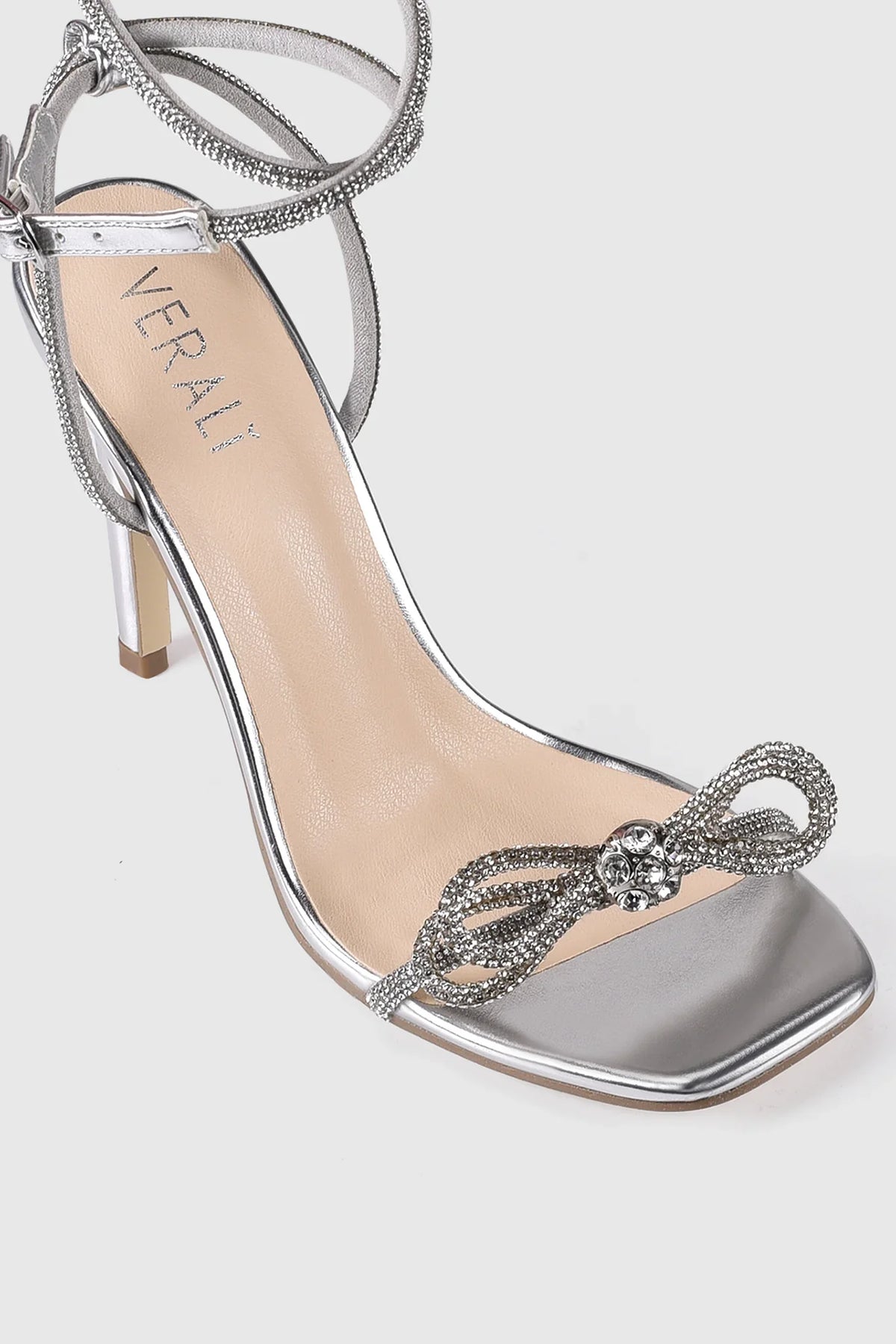 VERALi Ottawa Diamante High Heels Silver Metallic Smooth