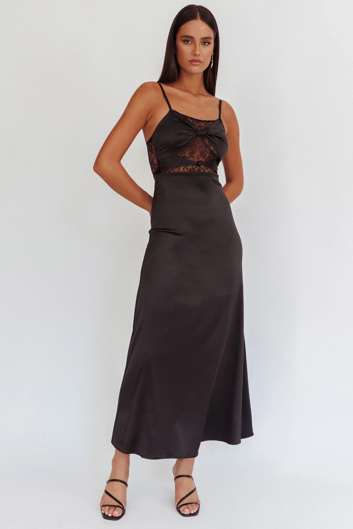 Wyatt Lace Twish Bust Maxi Dress Black