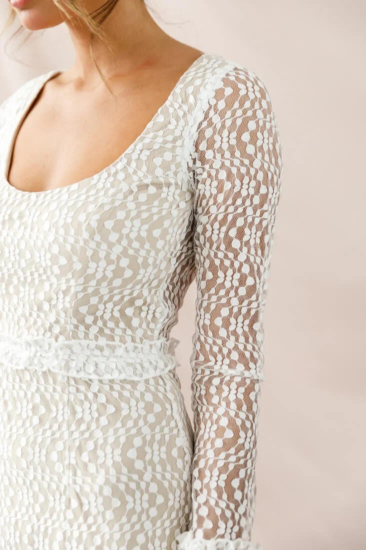 Birkin Long Sleeve Sheath Dress White