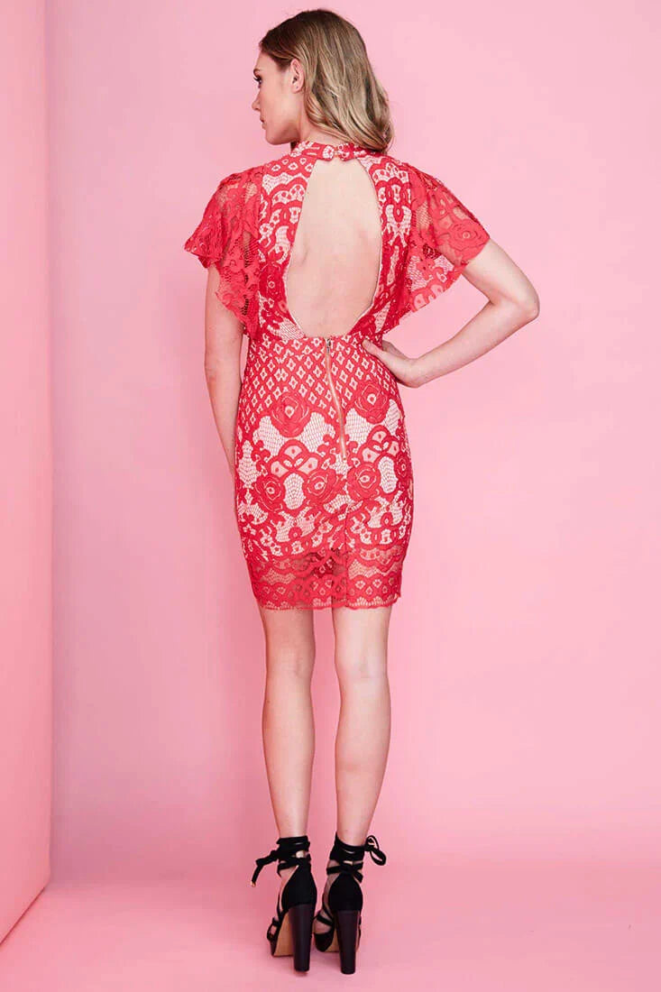 Vesper Lace Mini Dress Red