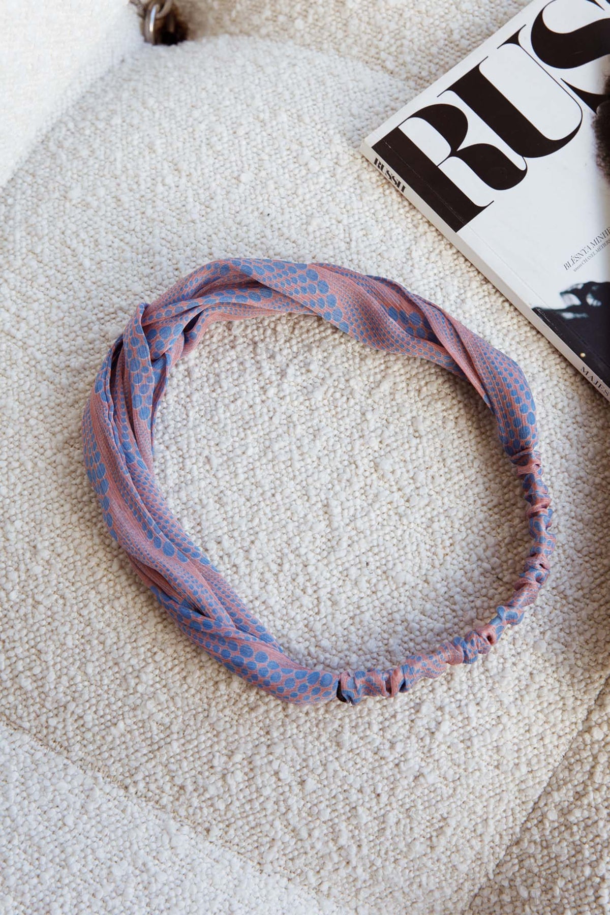Top Knot Headband Spot Print Pink