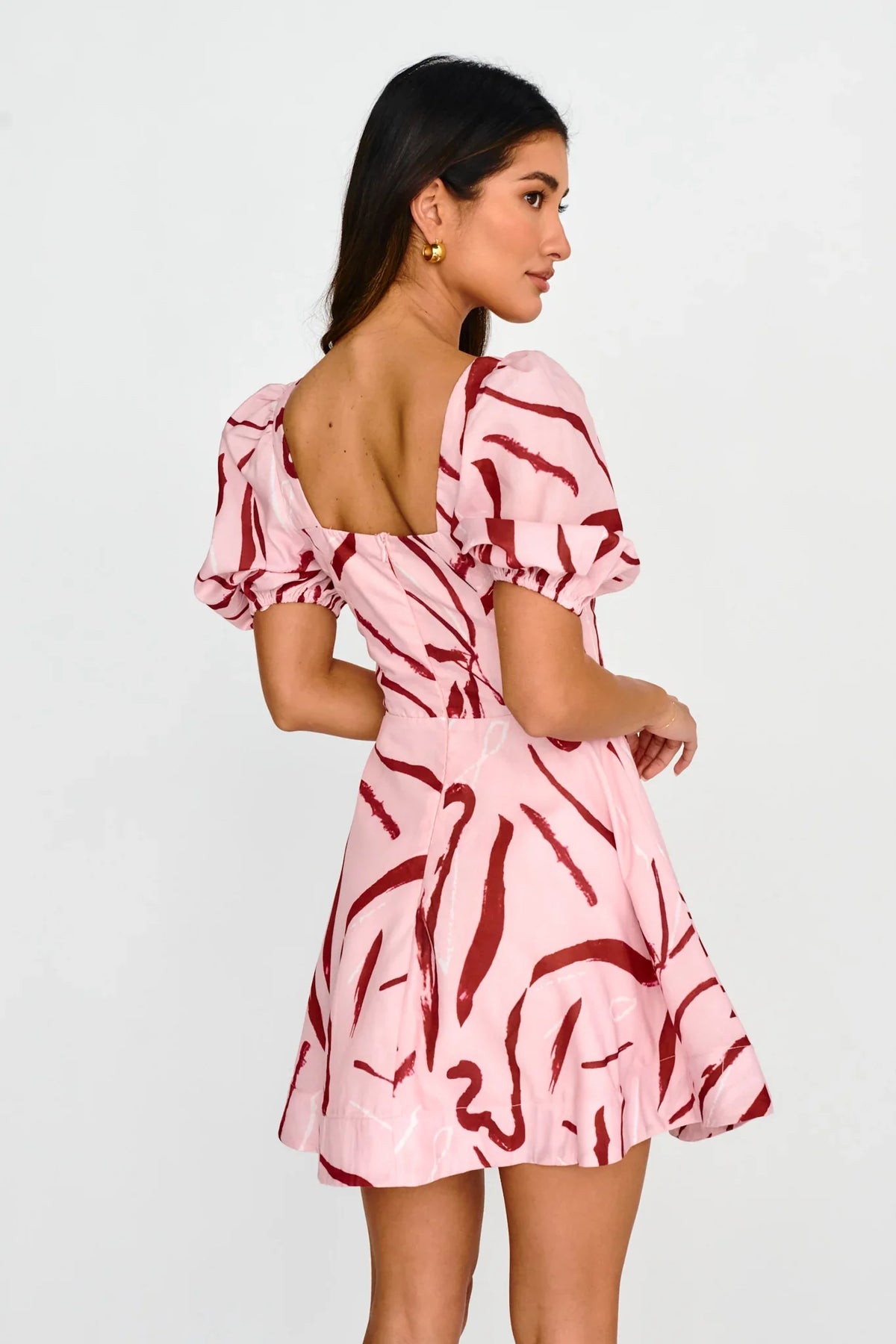 Truelove Puff Sleeve A-Line Mini Dress Pink