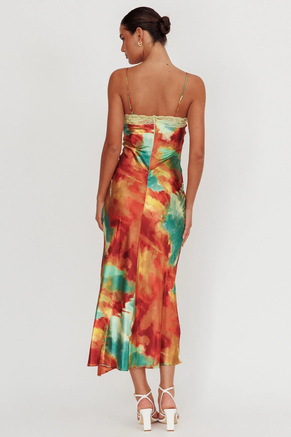 Saga Bust Keyhole Satin Maxi Dress Green