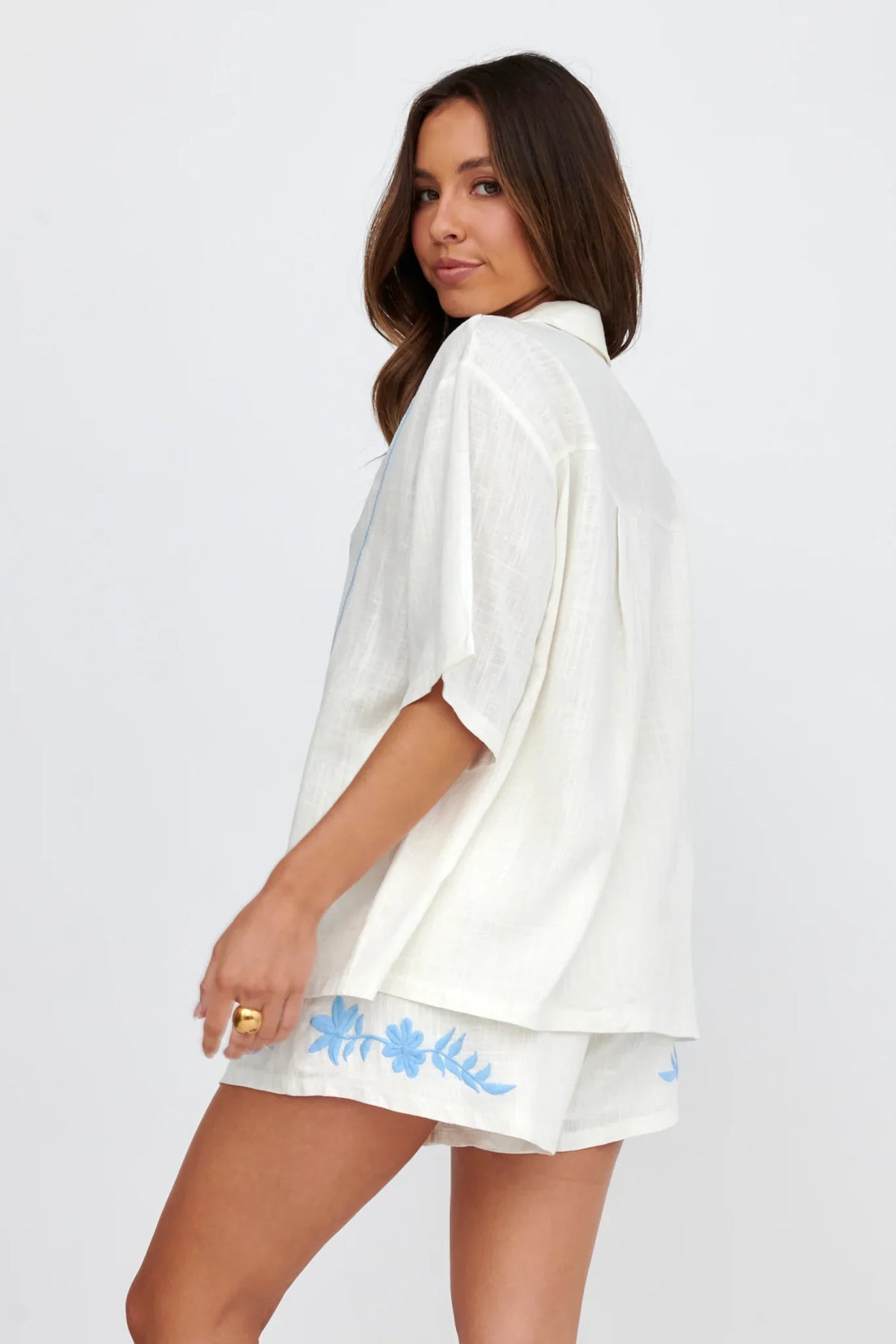 Jeni Embroidered Detail Shirt White
