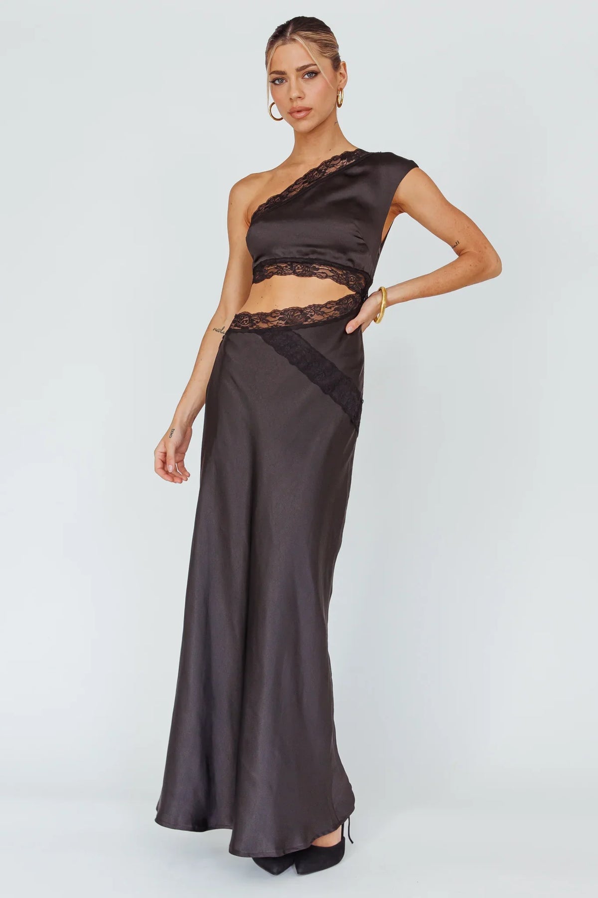 Mahli One-Shoulder Maxi Dress Black