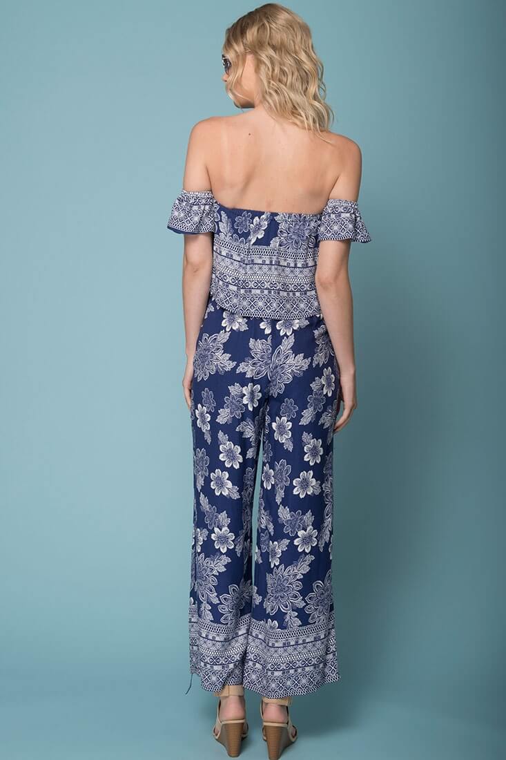 Clover Boho Floral Print Jumpsuit