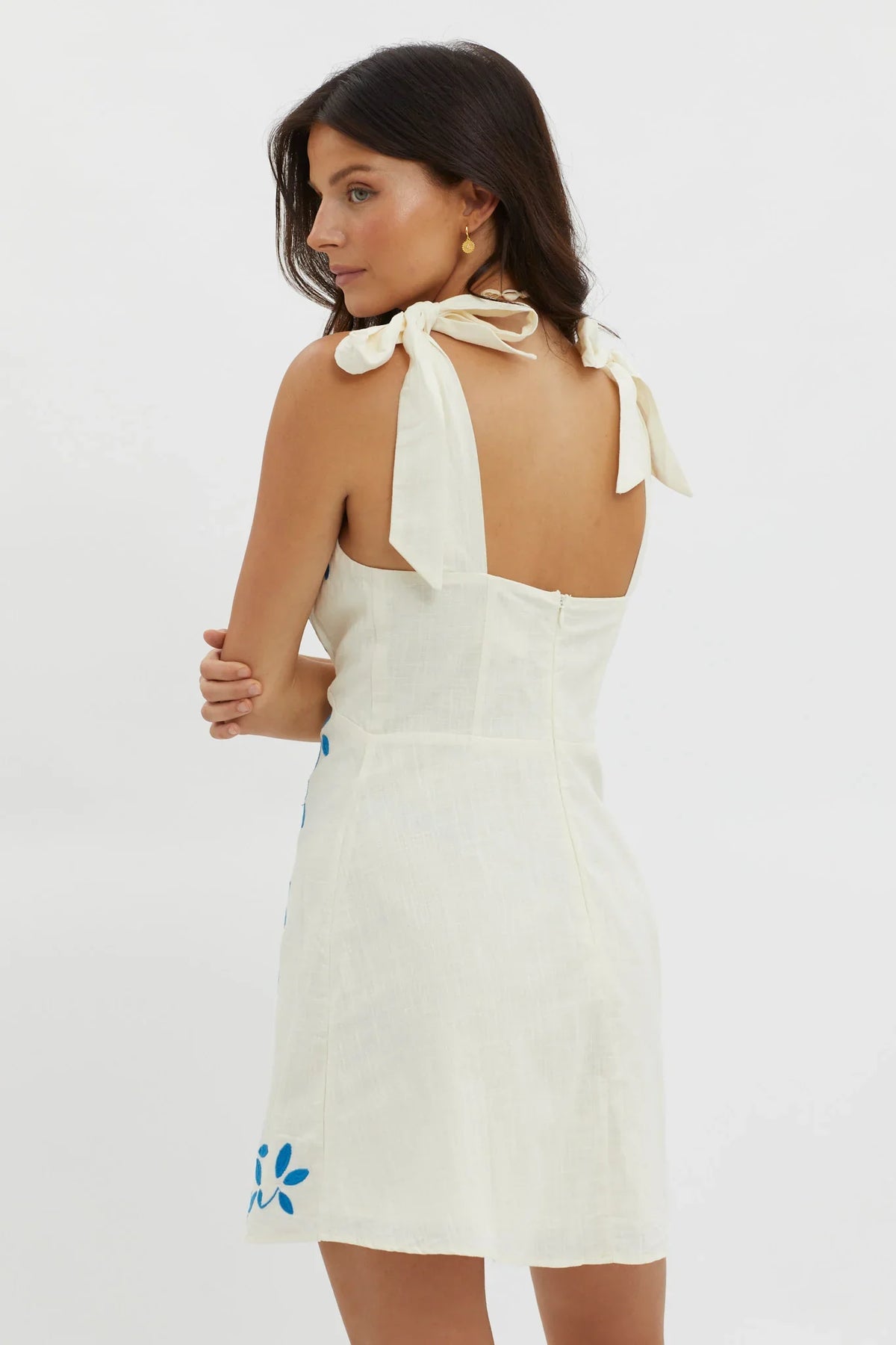 Mykonos Morning Tied Shoulder Mini Dress Beige