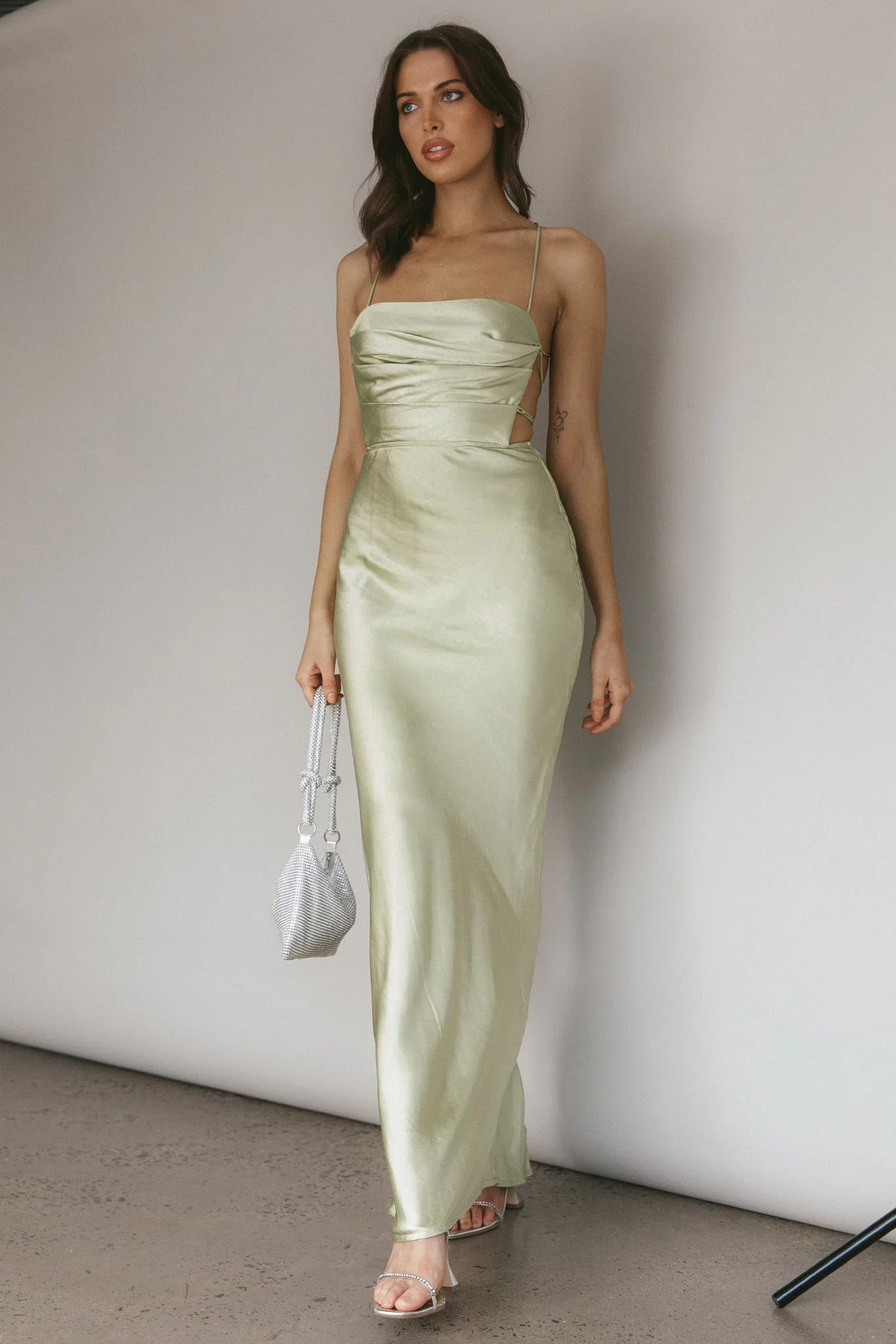 Heaven On Earth Lace-Up Back Maxi Dress Kiwi