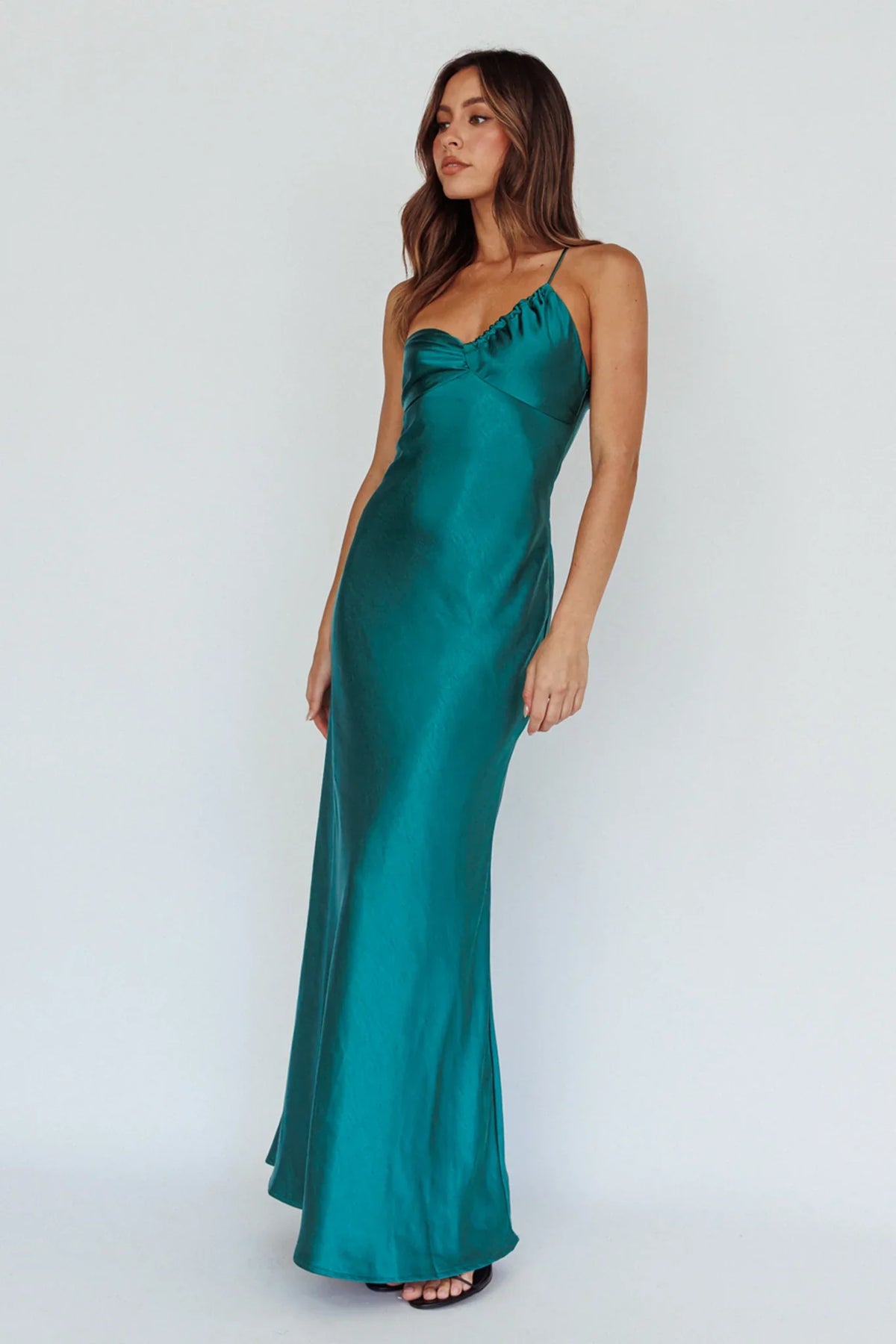 Twilight Tango One-Shoulder Maxi Dress Forest Green