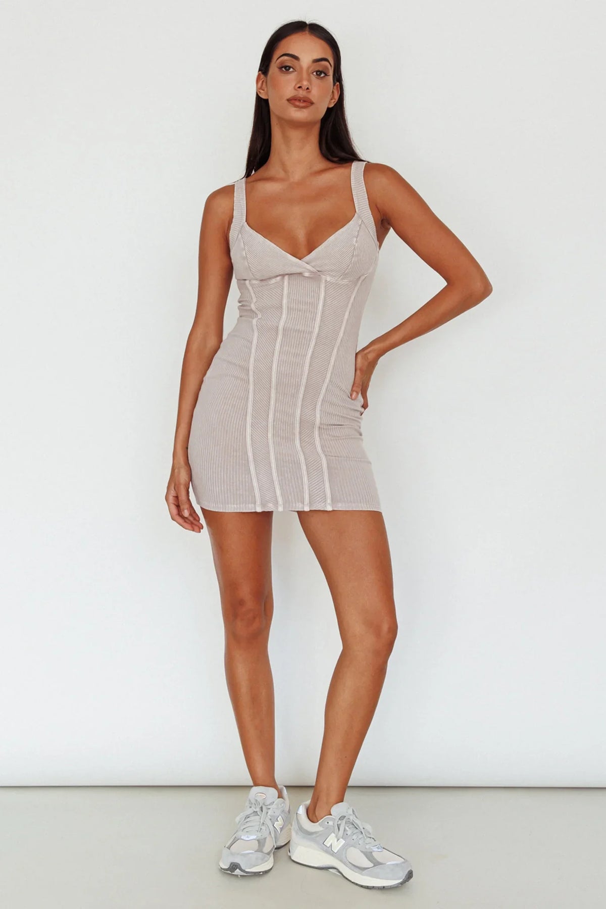 Altitude Piping Trim Mini Dress Ivory