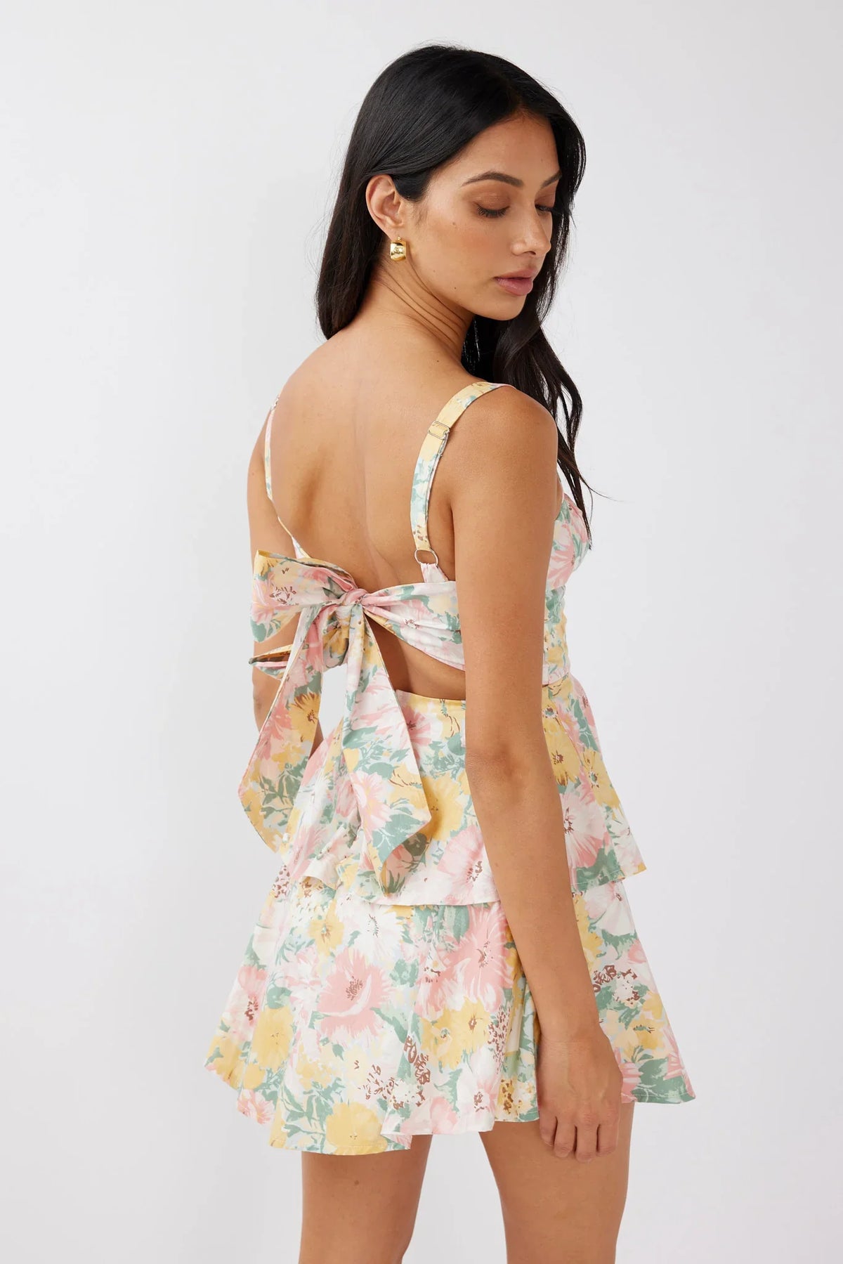 Provence Bloom Tiered Mini Dress Multi Blush
