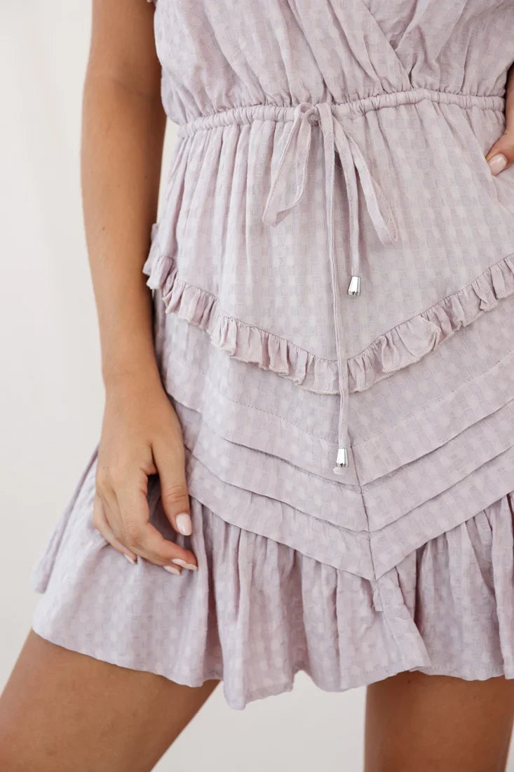 Willah Pintuck And Frill Detail Drawstring Dress Mauve