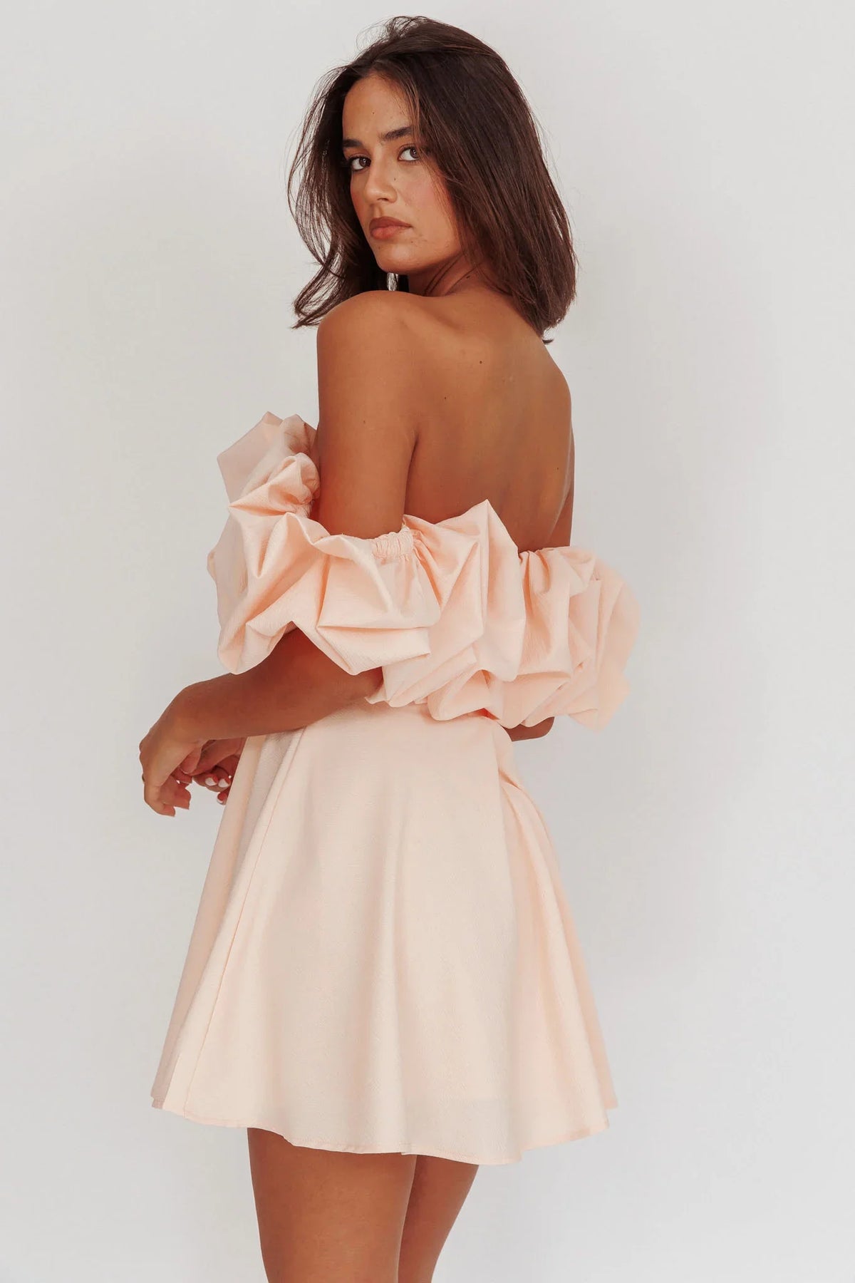 Kailynn Off-Shoulder A-Line Mini Dress Blush
