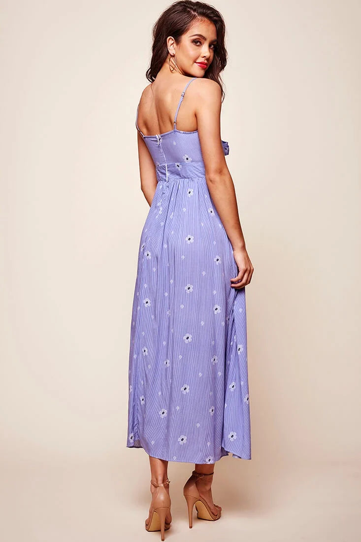 Kiki Thin Stripe Maxi Dress Light Blue