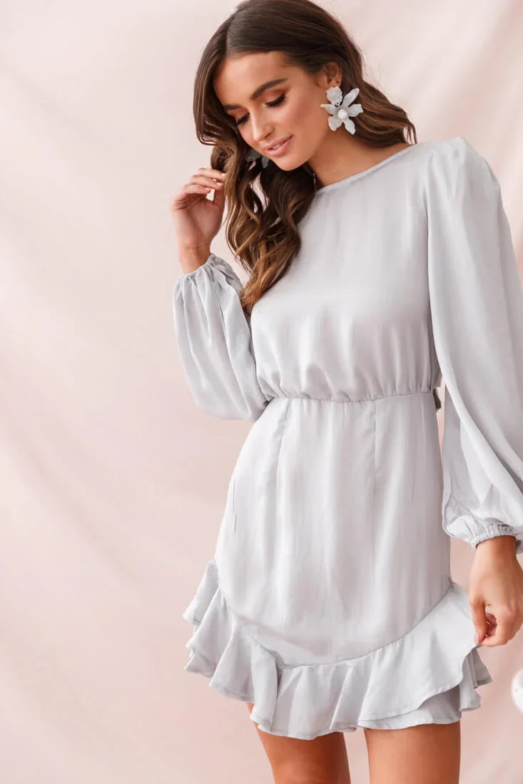 Sydney Double Bow Back Dress Silver