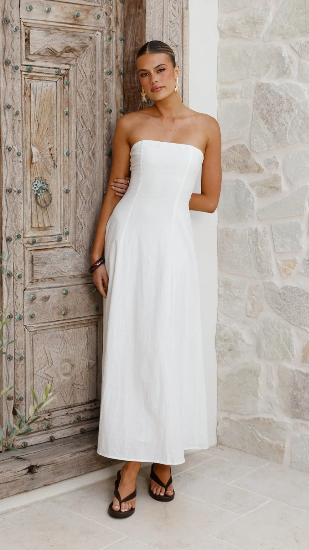 Astrid Strapless Maxi Dress - White